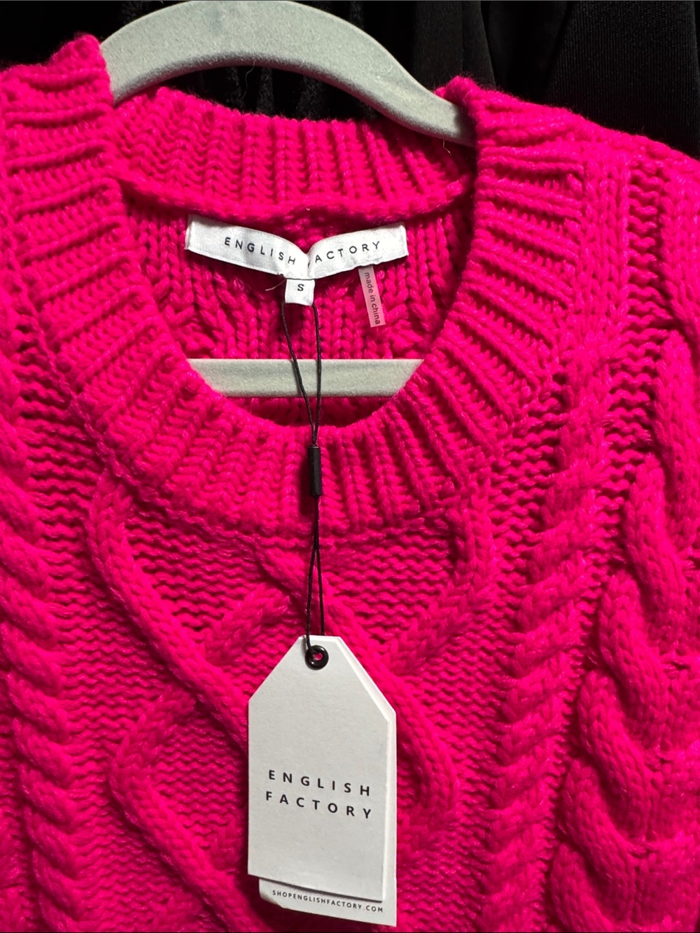 English Factory Hot Pink Cable Knit Vest with White Shirt Layer - Picture 2 of 4